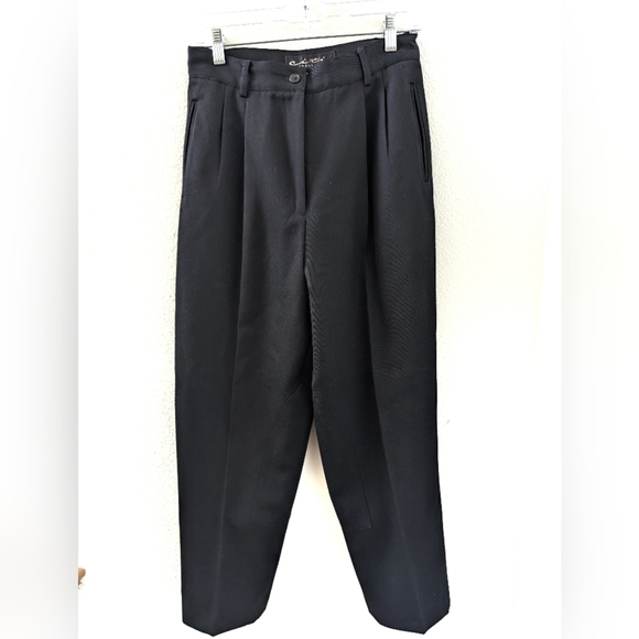 Yansi Fugel Pants - Citi By Yansi Fugel 100% Wool Pants 10 Pleated Front Trouser Tapered Leg Black
